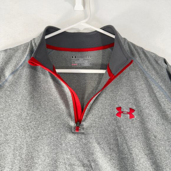 Under Armour Heat Gear 1/4 Zip Shirt Long Sleeve Grey Men L Loose Performance - Picture 2 of 14
